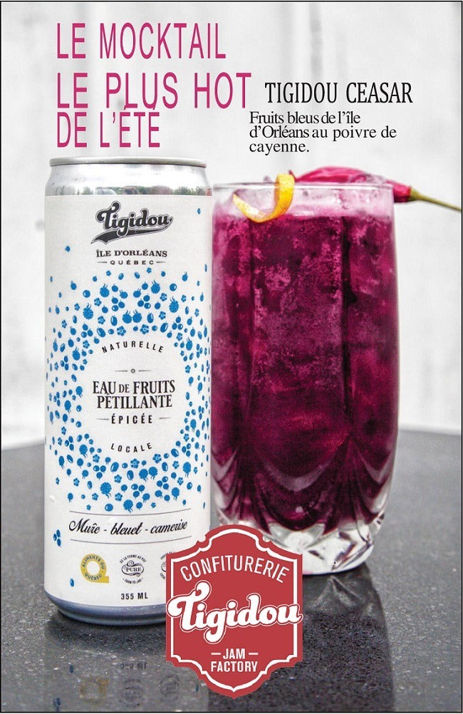 Eau de fruits pétillante épicée bleuet, mûre et camerise