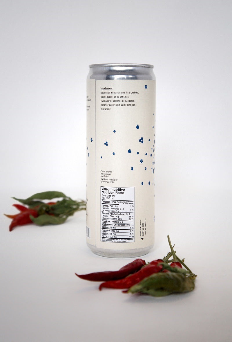 Eau de fruits pétillante épicée bleuet, mûre et camerise